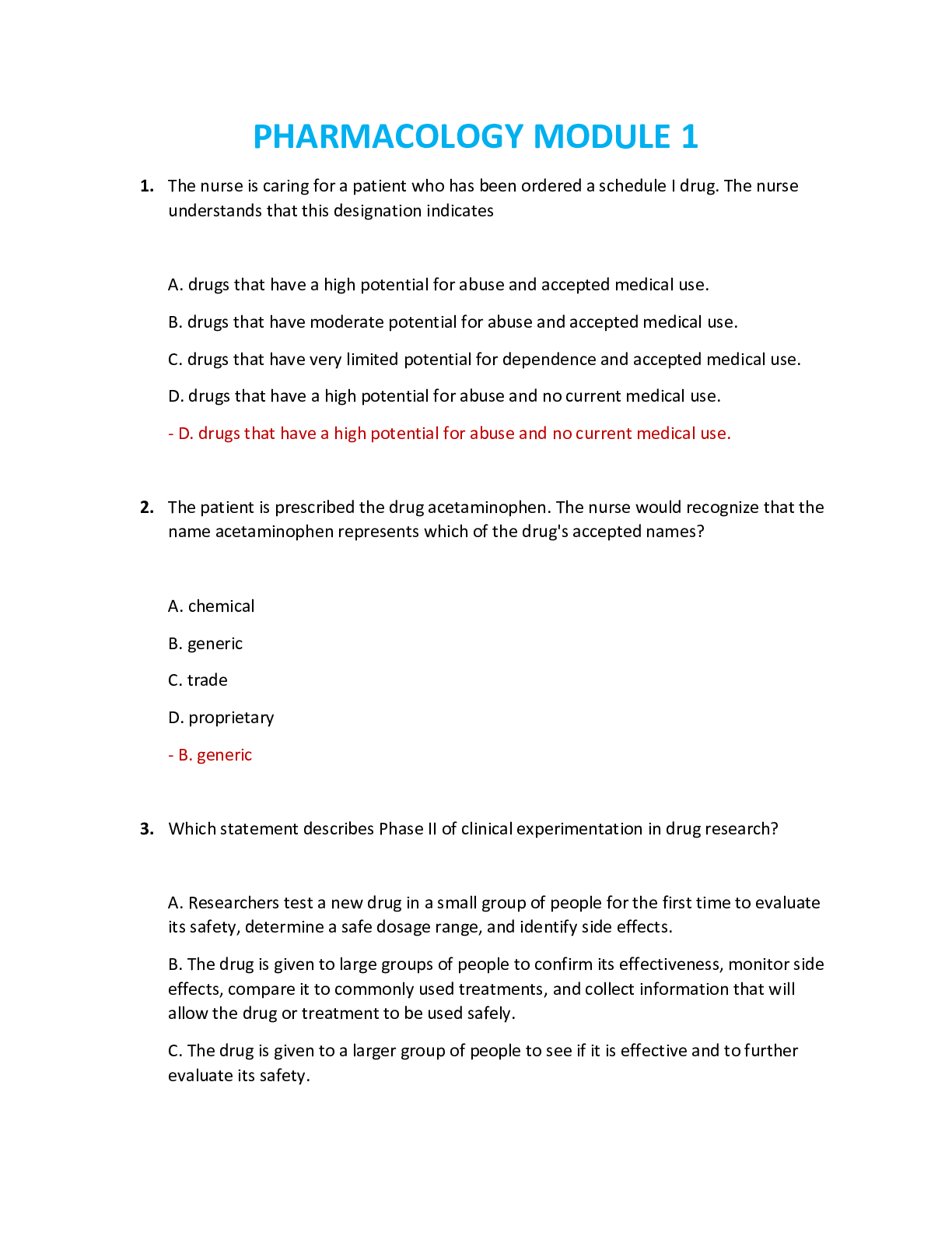Preview image for NUR 2407 / NUR2407 Module 1: Pharmacology Module 1 Questions and Answers (Latest 2021/2022) Rasmussen